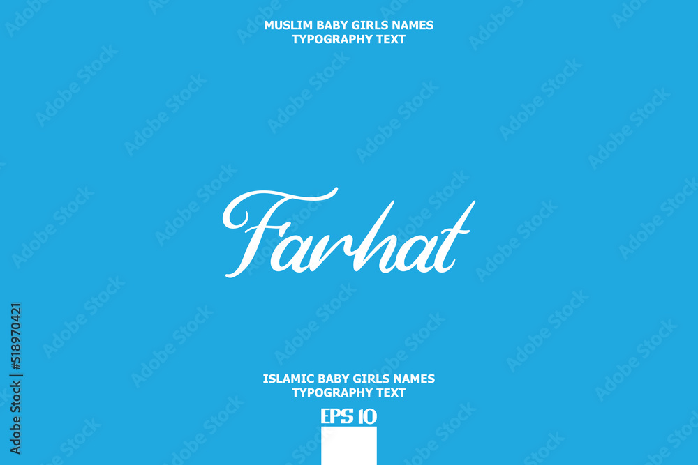 Fototapeta premium Farhat Muslim Female Name Calligraphy Text