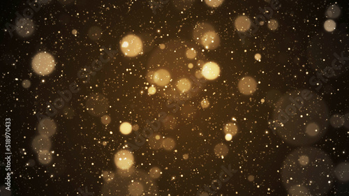 Abstract Yellow Bokeh with Dust Particles Background