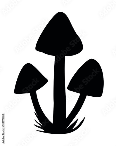 Three mushrooms silhouette of the plant world