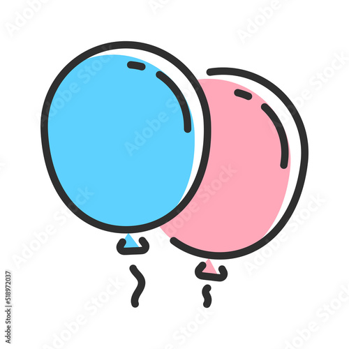 Ballondd line icon. Gender parte symbol in color. Vector illustration