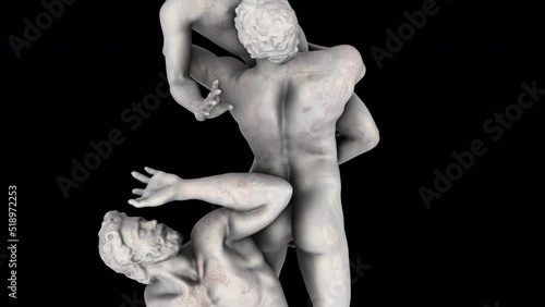 Abduction of a Sabine Woman - rotation from bottom to top - 3d animation model on a black background photo