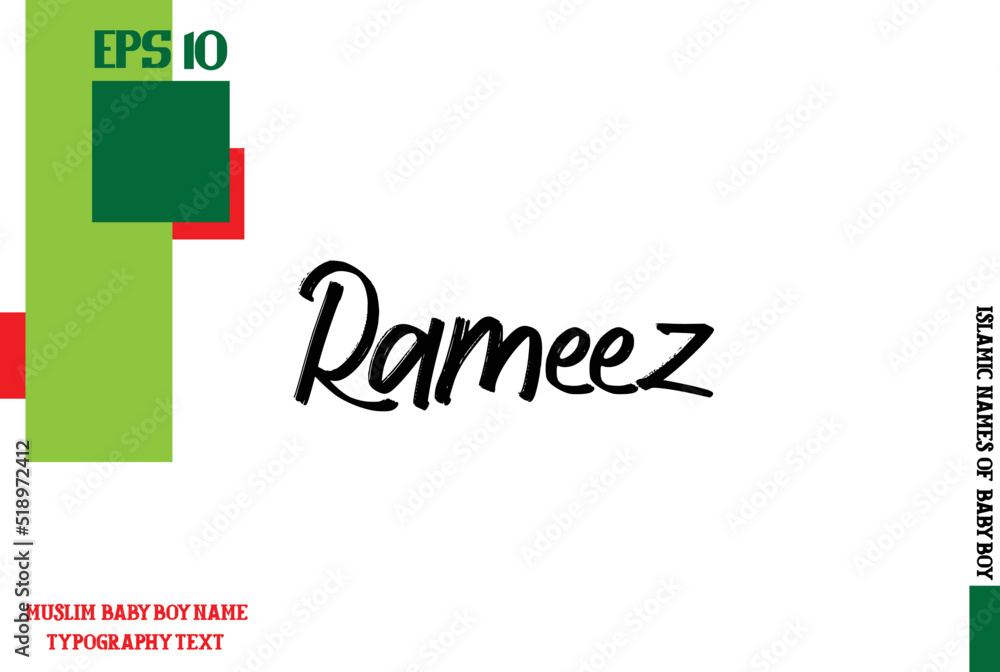 Baby Girl Islamic Name Rameez Text Typography Baby Girl Islamic Name Rameez Text Typography