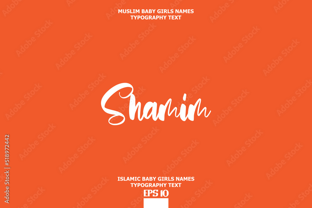Shamim Baby Girl Islamic Name Bolllld Text Typography