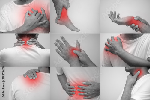 total body pain Black and white put red on the pain area.
