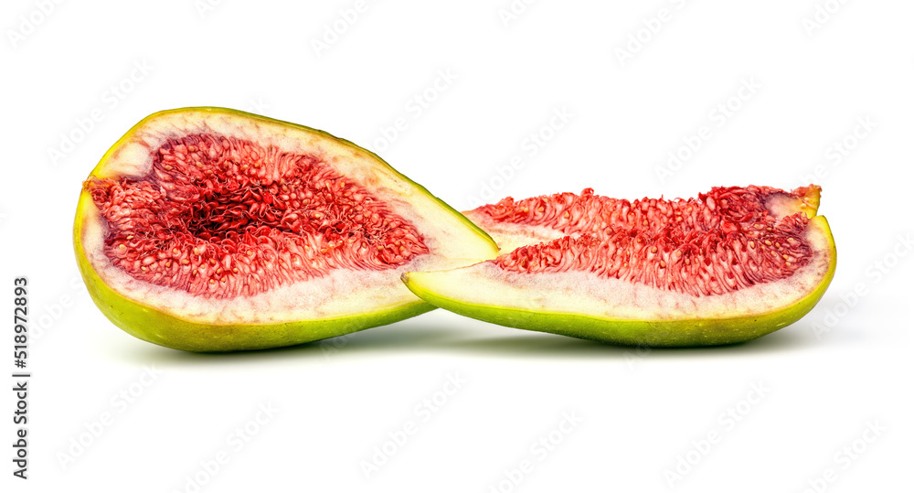 Sliced fresh figs isolated on white background. Sliced fresh figs isolated on white background.