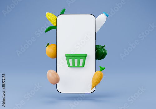 3d illustration. selling fruits and vegetables