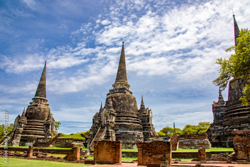 The Prang in Wat Phra Si Sanphet, which means "Temple of the Holy, Splendid Omniscient", was the holiest temple in Ayutthaya Thailand. 