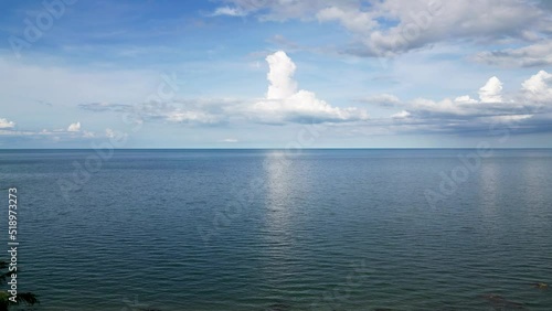 Sea view of kanhom beach down to up view by drone footage 4k