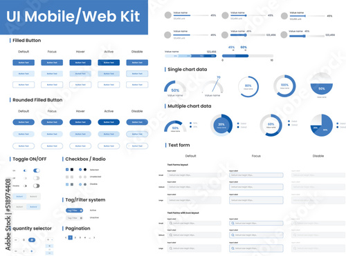 UI Graph and charts Kit elements for mobile or website 