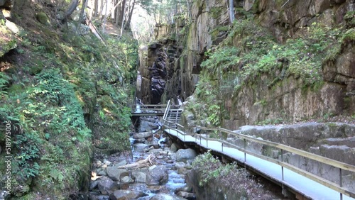 White water flowing through the Flume Gorge, New Hampshire