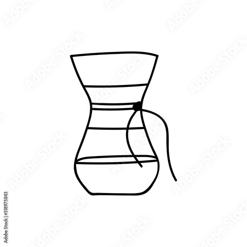 Coffee dripper doodle illustration in vector. Coffee dripper hand drawn illustration in vector. Coffee filter doodle icon