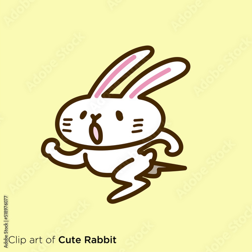 ウサギのキャラクターイラストシリーズ　「急ぐ」