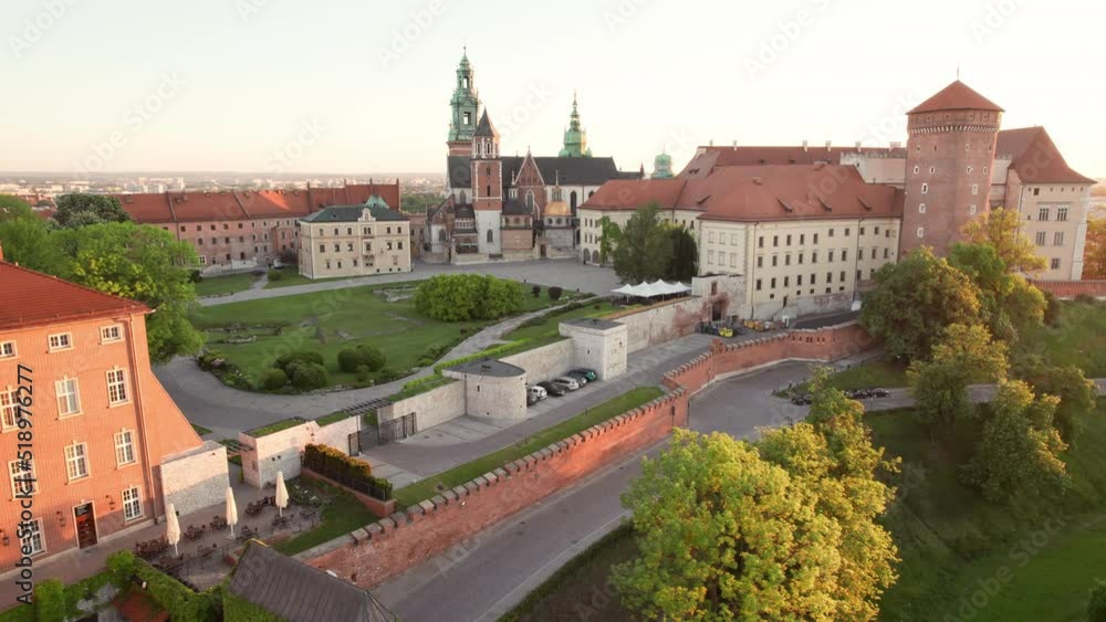 Historic royal Wawel castle in Cracow at sunrise, Poland. Historic royal Wawel castle in Cracow at sunrise, Poland.
