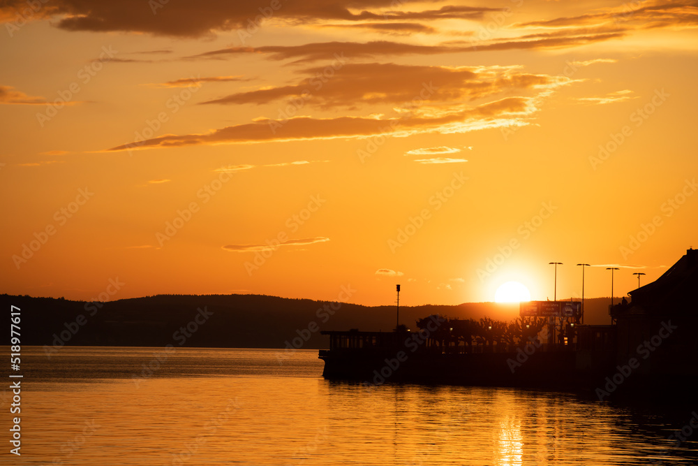 Lake Constance panorama at sunset, Meersburg, Germany Lake Constance panorama at sunset, Meersburg, Germany