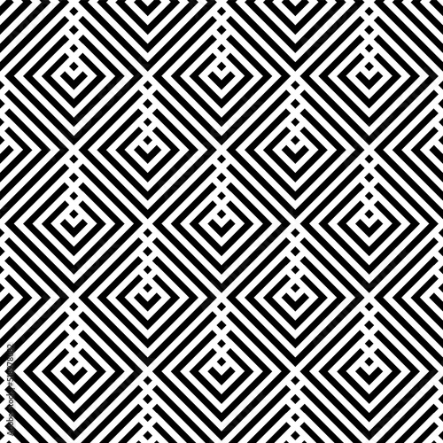 Abstract Seamless Geometric Checked Pattern. Black and White Texture.