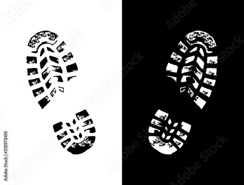 Shoeprints icon in black and white vector sign