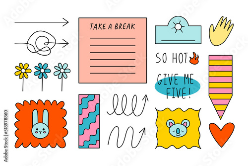 Journal Signs and symbols planner. Clipart scrapbooking, notebooks, diary. 