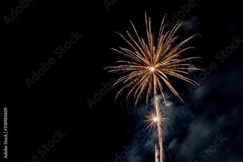 Fireworks in a dark sky