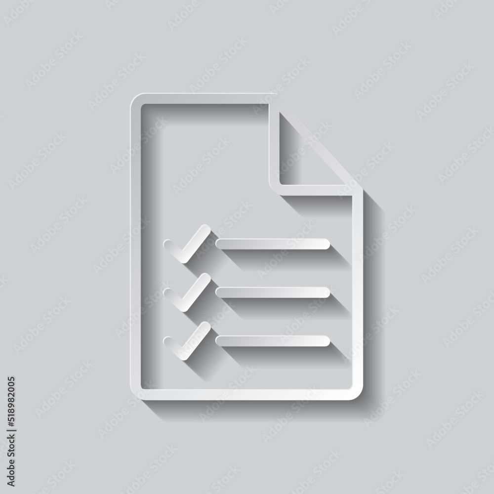 Document, list simple icon vector. Flat design. Paper style with shadow. Gray background.ai Document, list simple icon vector. Flat design. Paper style with shadow. Gray background.ai