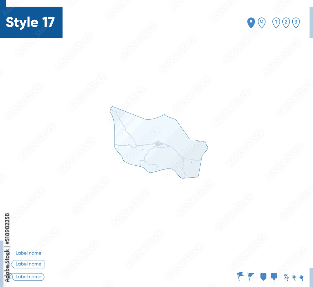 Ulaanbaatar, Mongolia - map isolated on white background with water and roads. Vector map. Ulaanbaatar, Mongolia - map isolated on white background with water and roads. Vector map.