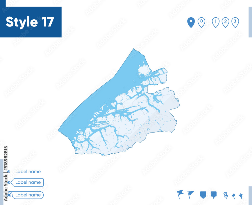 More Og Romsdal, Norway - map isolated on white background with water and roads. Vector map. More Og Romsdal, Norway - map isolated on white background with water and roads. Vector map.
