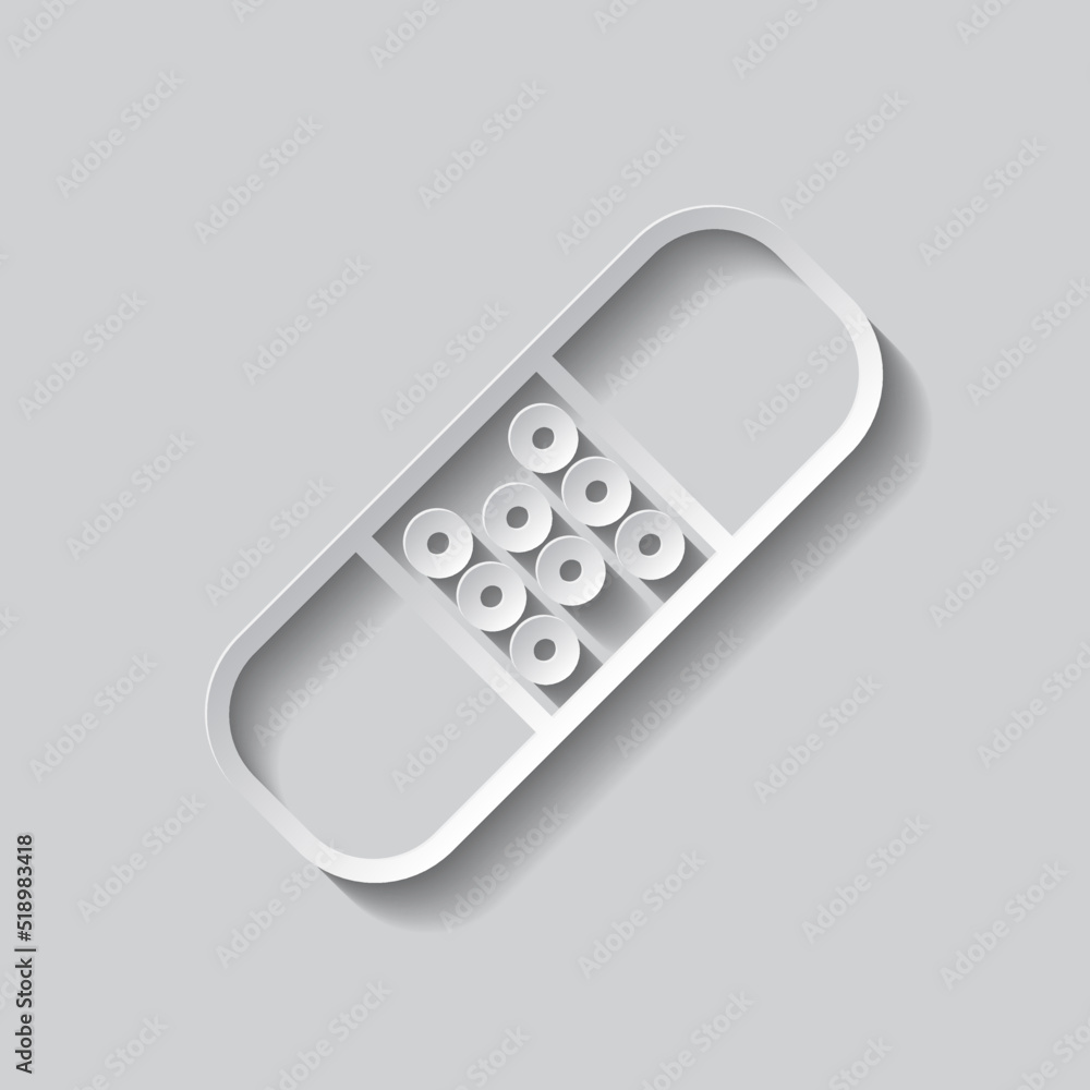 Medical plaster simple icon vector. Flat design. Paper style with shadow. Gray background.ai Medical plaster simple icon vector. Flat design. Paper style with shadow. Gray background.ai