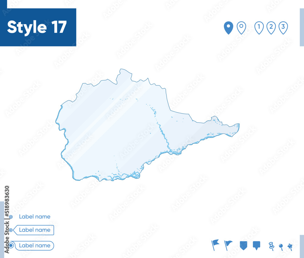 Jewish Autonomous Region, Russia - map isolated on white background with water and roads. Vector map. Jewish Autonomous Region, Russia - map isolated on white background with water and roads. Vector map.