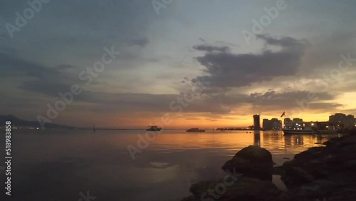 Time Lapse Sunset Over Sea at izmir, Turkey.
