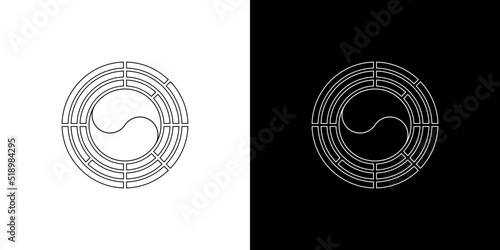 korea icon outline set. vector illustration