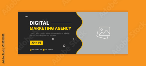Digital marketing agency business social media facebook cover design template and web banner template