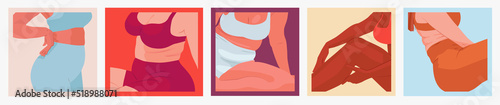 Female body. Self acceptance. Healthy body, fat acceptance movement, body positivity. Flat vector illustration photo