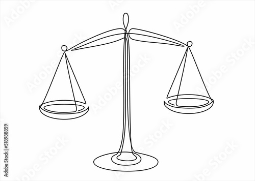 continuous one line vector drawing of scales. Line art. 