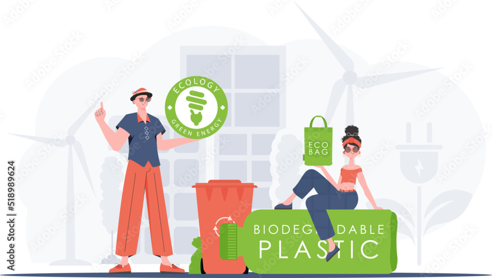 The concept of ecology and care for the environment. ECO team. Trend style.Vector illustration. The concept of ecology and care for the environment. ECO team. Trend style.Vector illustration.