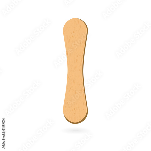 Ice cream wood stick realistic style with isolated white background. Eco friendly food accesories. Medical tongue depressors. Vector 10 eps