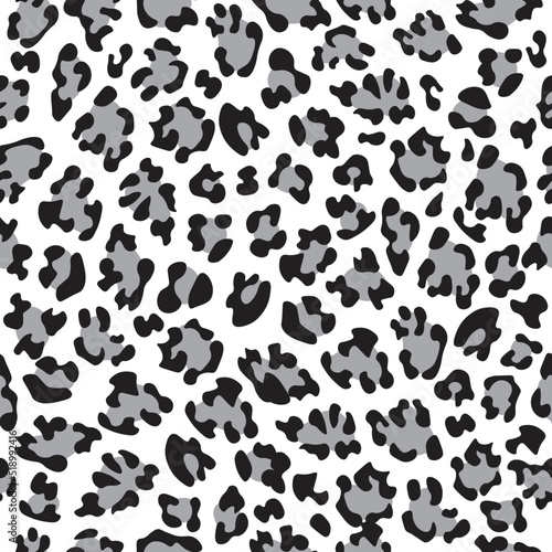 Leopard seamless pattern wild animal print vector african camouflage black and gray on white background