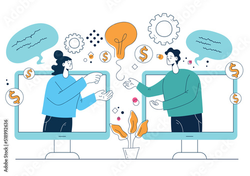 Business support consulting financial advice start up development investor management isolated concept. Vector cartoon design element illustration
