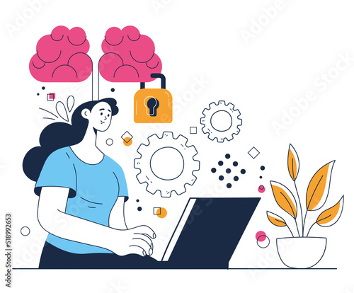 Intellectual property copyright trademark digital rights protection isolated concept. Vector cartoon design element illustration
