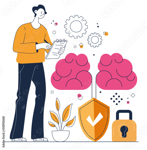 Intellectual property copyright trademark digital rights protection isolated concept. Vector cartoon design element illustration
