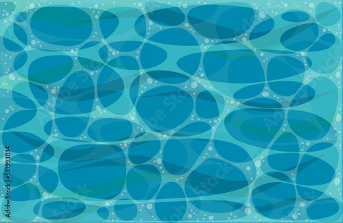 Sea water background vector aqua illustration. blue ocean water surface with bubbles. marine life wallpaper pattern