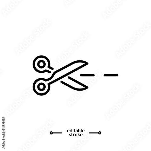 scissors icon, cut, Cutting icons button, vector, sign, symbol, logo, illustration, editable stroke, flat design style isolated on white linear pictogram