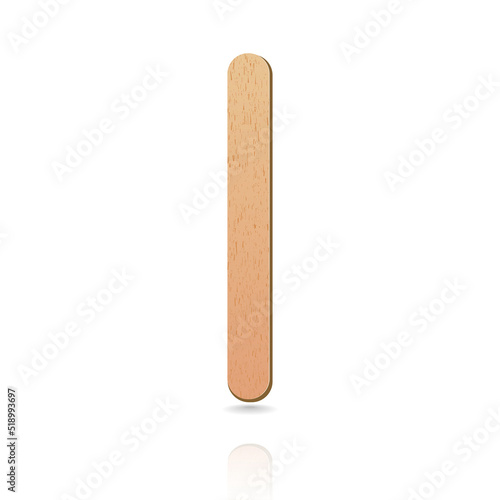 Ice cream wood texture stick realistic style with isolated white background. Eco friendly food accesories. Medical tongue depressors. Vector 10 eps