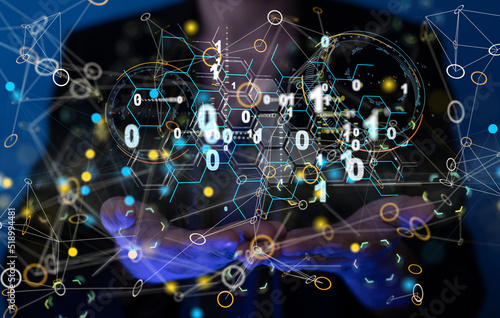 Wallpaper Mural Neural network 3D illustration. Big data and cybersecurity Torontodigital.ca