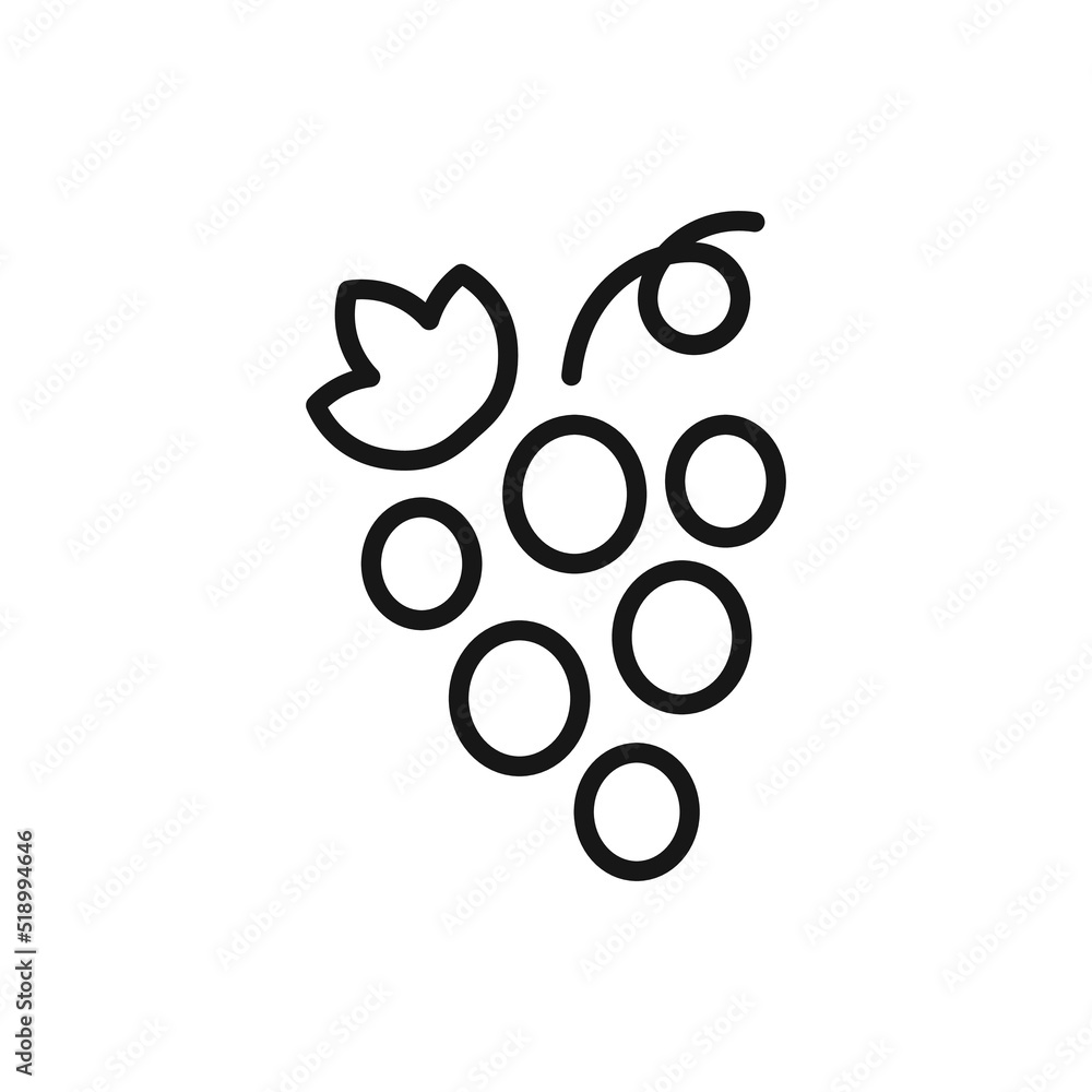 Grape Icon Food Fruits, bunches of grapes icons editable stroke, flat design style isolated on white Grape Icon Food Fruits, bunches of grapes icons editable stroke, flat design style isolated on white
