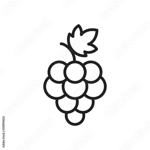 Grape Icon Food Fruits, bunches of grapes icons editable stroke, flat design style isolated on white