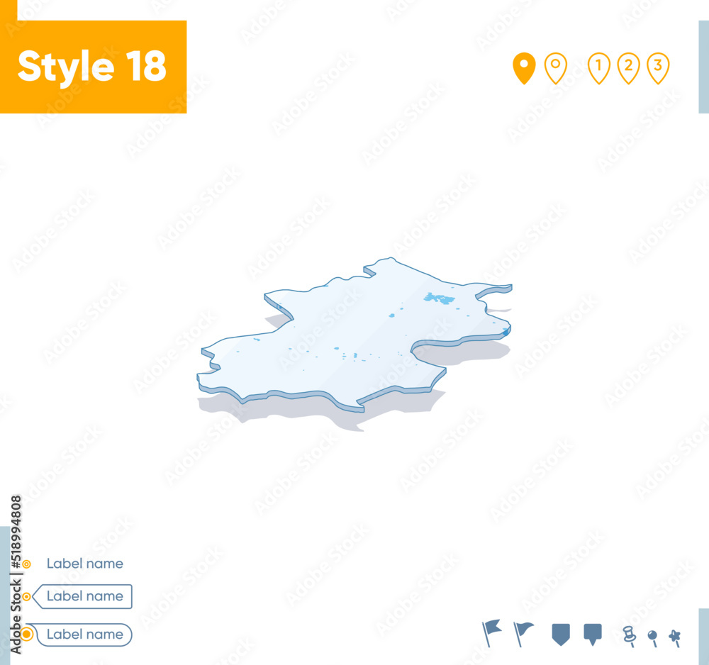 Beijing, China - 3d map on white background with water and roads. Vector map with shadow. Beijing, China - 3d map on white background with water and roads. Vector map with shadow.