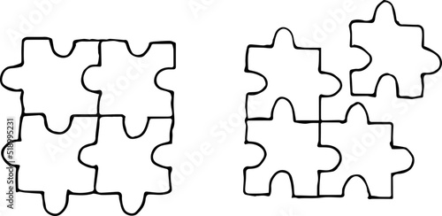 
Puzzles drawn by hand. Puzzle. Previous illustration.
