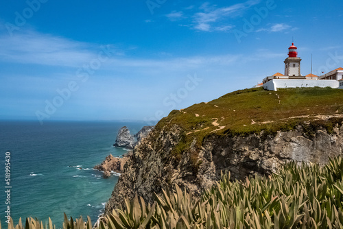 Cabo da Roca in Portugal, the lighthouse on the cliffs
