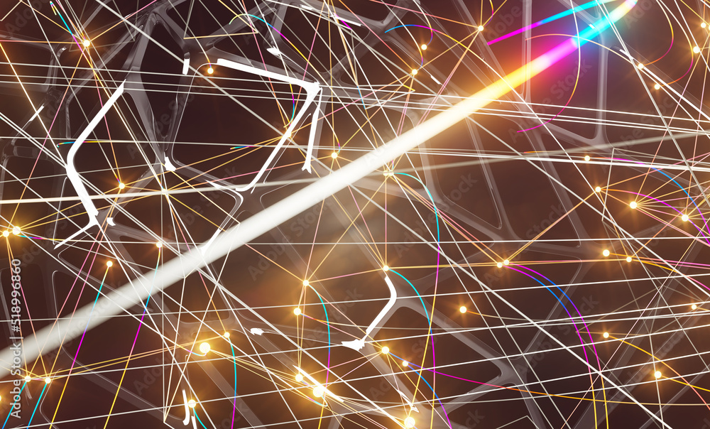 abstract lines with dots over dark background. abstract lines with dots over dark background.