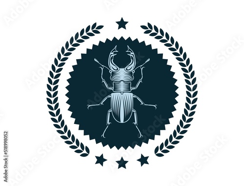 Stag Beetle Vector Icon Emblem