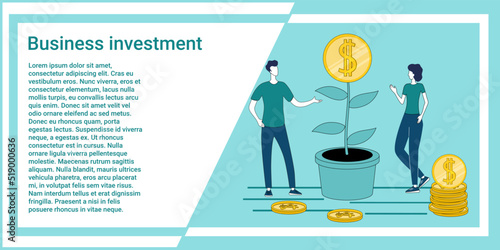 Business investment.Growing a money tree.The concept of banking.Vector illustration in green.